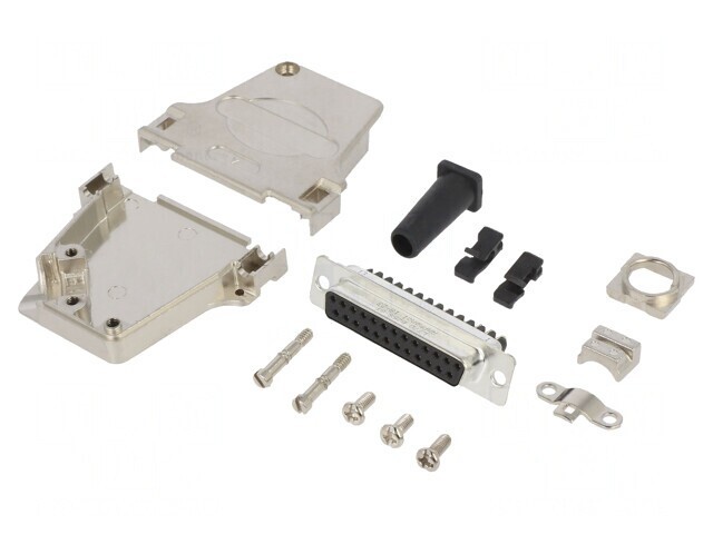 Conector D-Sub 25 Pin Mamă Unghi 45&deg; cu Șurub pe Cablu