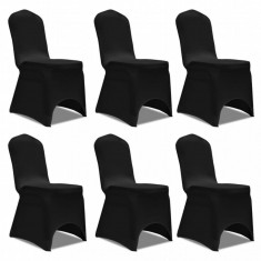 Husa de scaun elastica, 6 buc., negru foto