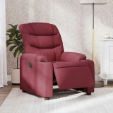 vidaXL Fotoliu rabatabil electric, roșu vin, material textil