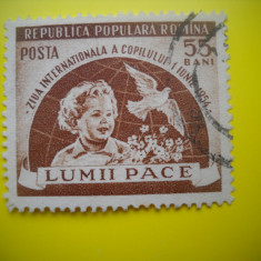 HOPCT LOT NR 308 ZIUA INT A COPILULUI 1954-1 TIMBRE VECHI-STAMPILAT ROMANIA