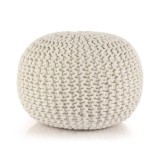 Puf tricotat manual, bumbac, 50 x 35 cm, alb
