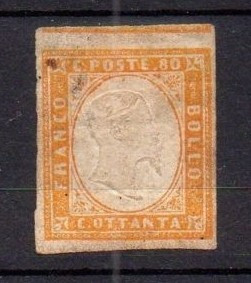 Italy Sardinia 1855 King Viktor Emanuel II 80c brown orange MH AM.452