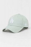 Cumpara ieftin New Era șapcă de baseball din bumbac culoarea turcoaz, cu imprimeu, LOS ANGELES DODGERS