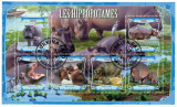 BURKINA FASO 2021 - Hipopotami/ colita+bloc, Stampilat