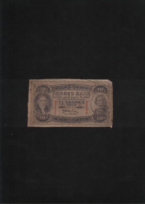 Norvegia 10 kroner 1937 seria6887466