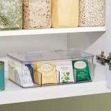 Cutie Plastic Organizatoare Ceai, Model 3 Compartimente, Capacitate 21x14.5x8.5 cm, Transparent, Oem