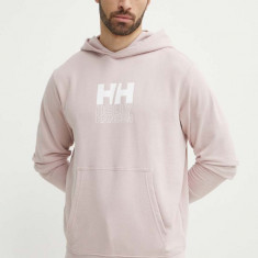 Helly Hansen bluză bărbați, culoarea roz, cu glugă, cu imprimeu 53924