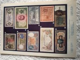 Reclama ,afis .Plansa color bilete de banca , bancnote diverse tari ale lumii