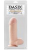 Dildo Gros Basix Rubber Works, 20cm, 5cm Diametru, Ventuza, Realist cu Testicule, Natural