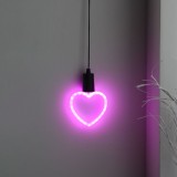 Lampă Neon &icirc;n Formă de Inimă, Roz, cu Baterii, CMCLASS