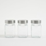 Set 3 mini borcane din sticla cu capace din inox