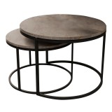 Cumpara ieftin Set de 2 masute de cafea Solme marmura gri melamina metal negru 60x60x45 cm