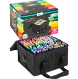 Set 168 piese markere Nassau Fine Art cu doua fete diverse culori si geanta GRAFIX