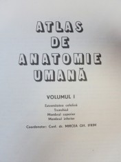 ATLAS DE ANATOMIE UMANA de MIRCEA GH. IFRIM VOL 1 BUCURESTI 1983