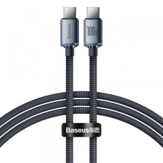 Cablu Date si Incarcare USB-C - USB-C Baseus Crystal Shine Series, 100W, 1.2m, Negru CAJY000601