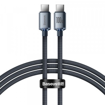 Cablu Date si Incarcare USB-C - USB-C Baseus Crystal Shine Series, 100W, 2m, Negru CAJY000701 foto