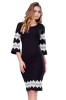 Rochie Neagră Broderie M&acirc;neci Clopot Elegantă, Fabricată Rom&acirc;nia. Rochie de zi, cocktail, ocazie. M, L, XL