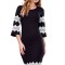 J688-1122 Rochie cu broderie si maneci tip clopot