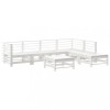 Set mobilier de gradina, 7 piese, alb, lemn masiv de pin