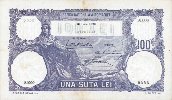 REPRODUCERE bancnota 100 lei 28 iunie 1928 Romania