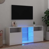 Comodă TV cu lumini LED, alb extralucios, 120x30x50 cm