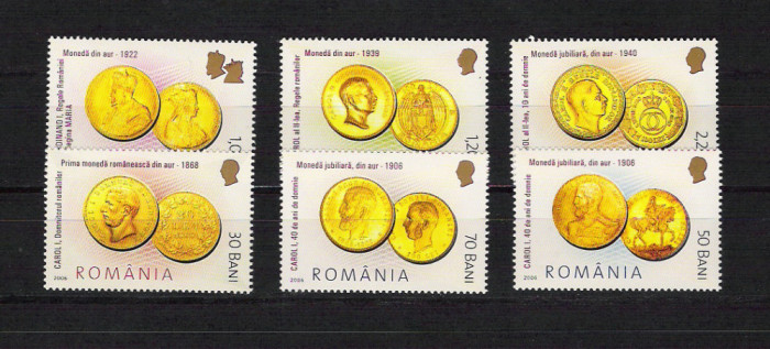 ROMANIA 2006 - ISTORIA MONEDEI ROMANESTI-MONEDE DE AUR, MNH - LP 1710