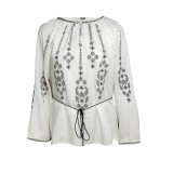 Cumpara ieftin Bluza Tip Ie Alba cu Motiv Geometric Negru - BMG20