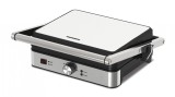 Grill Electric Heinner HEG-K2000SS, 2000W, Placi Fixe Antiaderente 30x25cm, Temperatura Reglabila, Tava Colectare Ulei