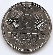 Germania 2 Deutsche Mark 1951 F - Cupru-nichel, 25.75 mm, KM-111 (3) foto