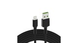 Green Cell Ray Cablu de date și &icirc;ncărcare USB - Lightning 200cm alb cu iluminare din spate cu LED, &icirc;ncărcare rapidă Apple 2.4A