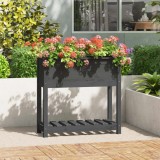 Cumpara ieftin Jardinieră cu raft, gri, 82,5x34,5x81 cm, lemn masiv de pin
