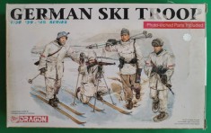 Kit GERMAN SKI TROOP Firma DRAGON Cod 6039 Scara 1/35 Număr piese 76 DIORAMA MACHETA FIGURINE ASAMBLARE HOBBY WWII SOLDAȚI GERMANI AMERICANI RUȘI