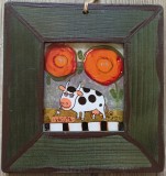 Vacuta cu ruje// pictura naiva pe sticla, Mihaela Bercea 2010, Istorice, Acuarela, Altul