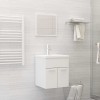 Gossi set mobilier de baie, 2 piese, alb extralucios, lemn prelucrat