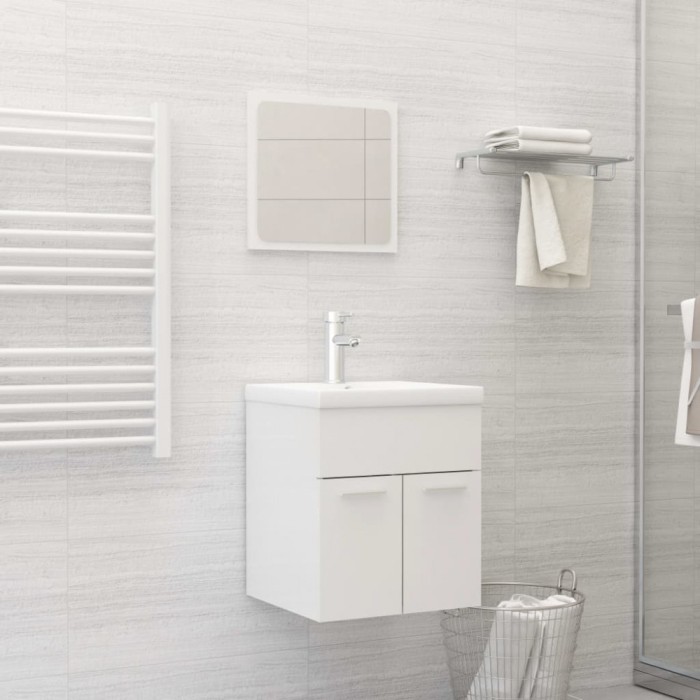 Gossi set mobilier de baie, 2 piese, alb extralucios, lemn prelucrat