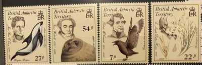PC348 - Teritoriul Antarctic Britanic (BAT) 1985 Fauna/ Flora/ Naturalisti, serie MNH, 4v foto