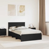 vidaXL Cadru de pat cu headboard Negru 120 x 123 cm Lemn compozit 3408866
