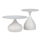 Cumpara ieftin Set 2 bucati masuta laterala Kirkene piatra sinterizata alba si metal alb 70x70x50 cm
