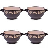 Set boluri supa, 4 piese, 650 ml, Ceramica, Maro Crem