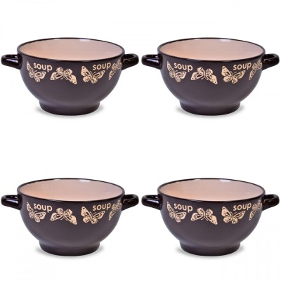 Set boluri supa, 4 piese, 650 ml, Ceramica, Maro Crem foto