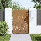 VidaXL Poartă pentru grădină, 85x125 cm, oțel corten, model iarbă
