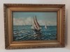 Ulei pe p&acirc;nză o lucrare foarte veche semnata de buna calitate &icirc;ncadrata &icirc;ntr--o rama din lemn masiv, Marine, Realism