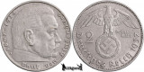 1937 D, 2 Reichsmark - Paul von Hindenburg - Al Treilea Reich (Germania nazistă)