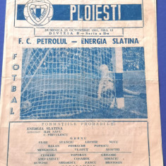 Program meci fotbal PETROLUL Ploiesti - "ENERGIA" Slatina 25.10.1981