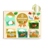 Set de invitatii cu animale din jungla, Djeco