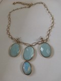 Set bijuterii dama-ALBASTRU-cercei albastrii si colier - bleu placat cu AUR 18k