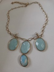 Set bijuterii dama-ALBASTRU-cercei albastrii si colier - bleu placat cu AUR 18k foto