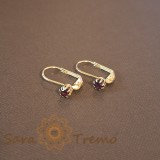 Cercei Placati cu Aur cu Tortita Clasica si Cristal Zirconia Mov Imperial