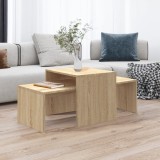 VidaXL Set măsuțe de cafea, stejar sonoma, 100x48x40 cm, PAL