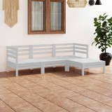 Gossi set mobilier de gradina, 4 piese, alb, lemn masiv de pin